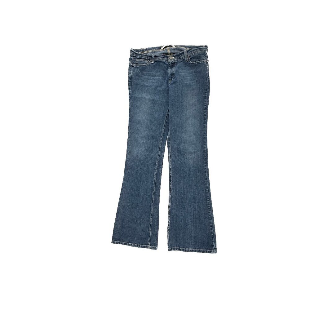 Express Cetine‎ Flare Women's size 10 Long Dark Wash Blue Denim Jeans